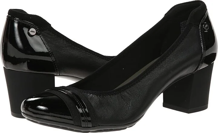 Anne Klein Sport Guardian High Women's Heels Black Leather : 5 M, Leather/Patent Leather