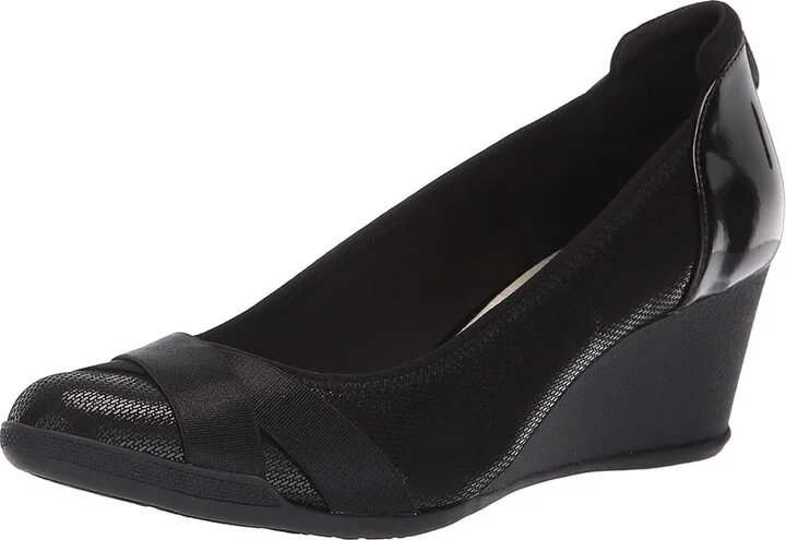 Anne Klein Sport Timeout Wedge Heel Women's Shoes Black Fabric : 5 M, Textile - Image 2
