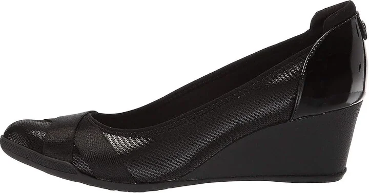 Anne Klein Sport Timeout Wedge Heel Women's Shoes Black Fabric : 5 M, Textile - Image 7