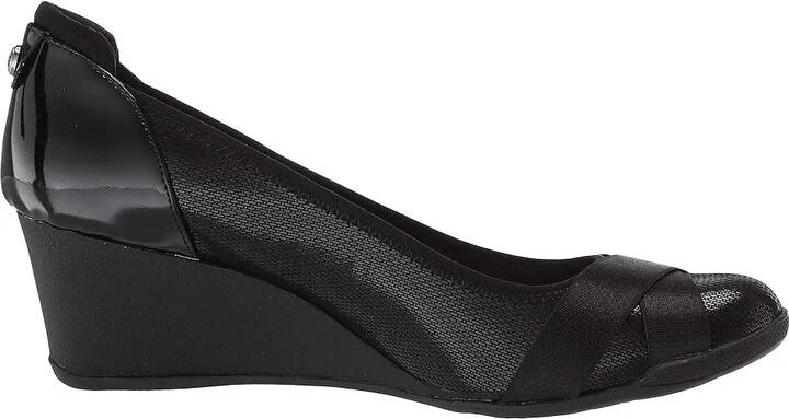 Anne Klein Sport Timeout Wedge Heel Women's Shoes Black Fabric : 5 M, Textile - Image 8