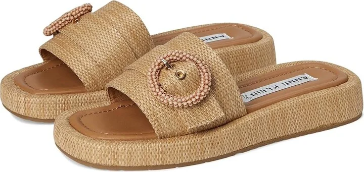 Anne Klein Starla Women's Sandals Dark Natural : 7.5 M, Rubber/Synthetic