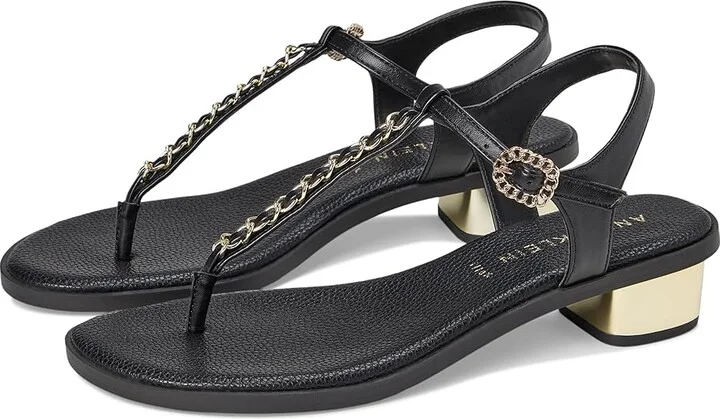 Anne Klein Tessa Women's Sandals Black Smooth : 9 M, Synthetic