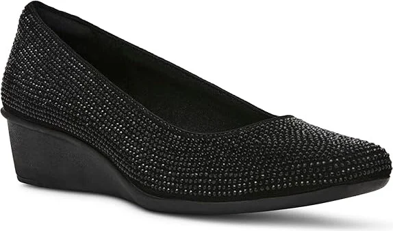 Anne Klein Wisher-C High Women's Heels Black Crystal : 6 M, Leather/Rubber