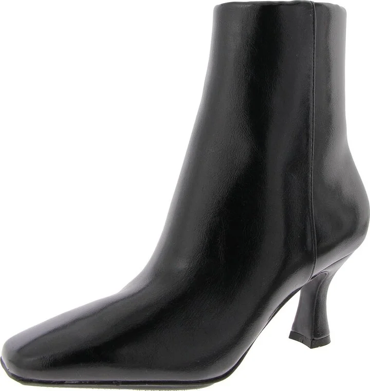Anne Klein Womens Pablo Faux Leather Heeled Booties Black 8 Medium (B