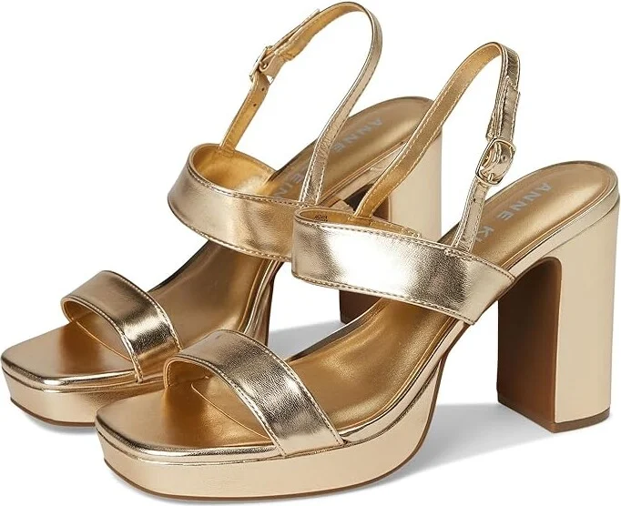 Anne Klein Zaya Women's Wedge Shoes Light Gold : 9.5 M, Leather/Rubber