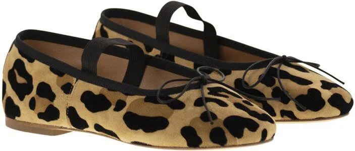 Anniel Leather Ballerina With Animal Pattern And Elastic Band - Image 4