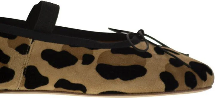 Anniel Leather Ballerina With Animal Pattern And Elastic Band - Image 6