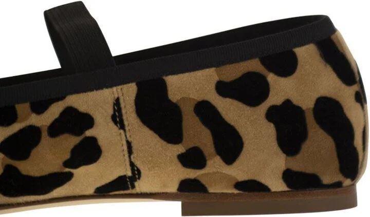 Anniel Leather Ballerina With Animal Pattern And Elastic Band - Image 7