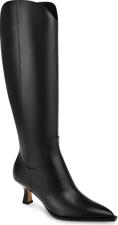 Annika Womens Leather Pointed Toe Knee-High Boots