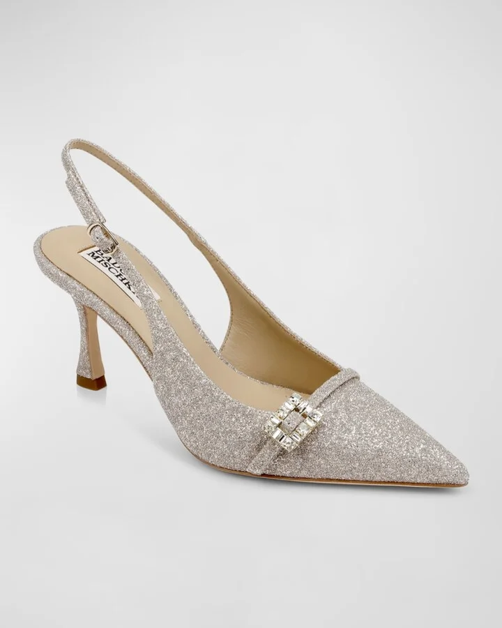 Annmarie Glitter Buckle Slingback Pumps - Image 5