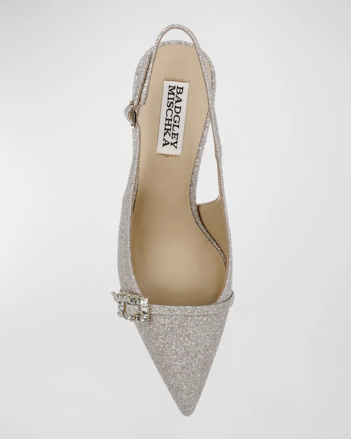 Annmarie Glitter Buckle Slingback Pumps - Image 8
