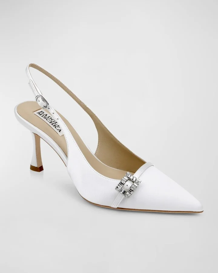 Annmarie Glitter Buckle Slingback Pumps - Image 11
