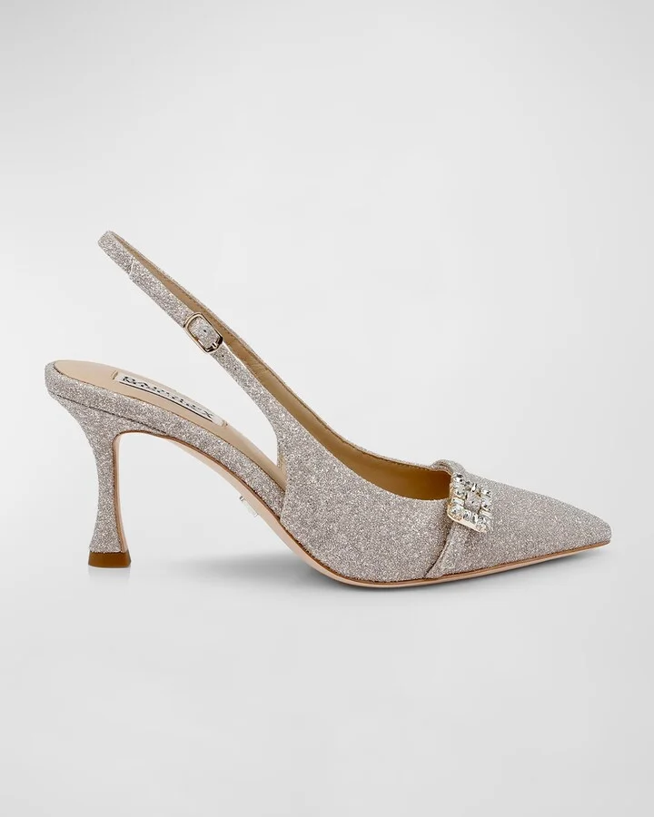 Annmarie Glitter Buckle Slingback Pumps