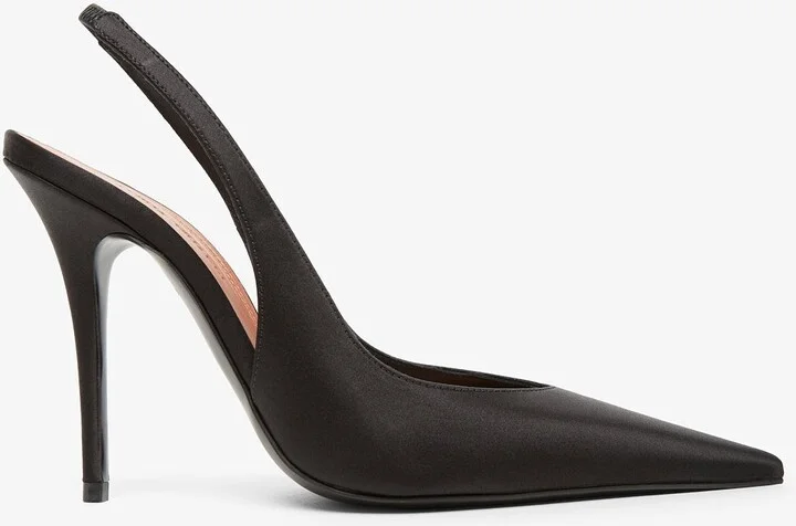 Anok 105 black satin slingback pumps