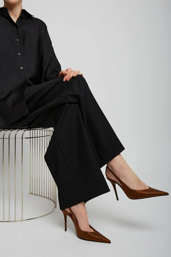 Anok 105 brown satin slingback pumps - Image 2