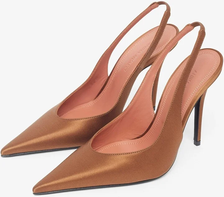 Anok 105 brown satin slingback pumps - Image 4