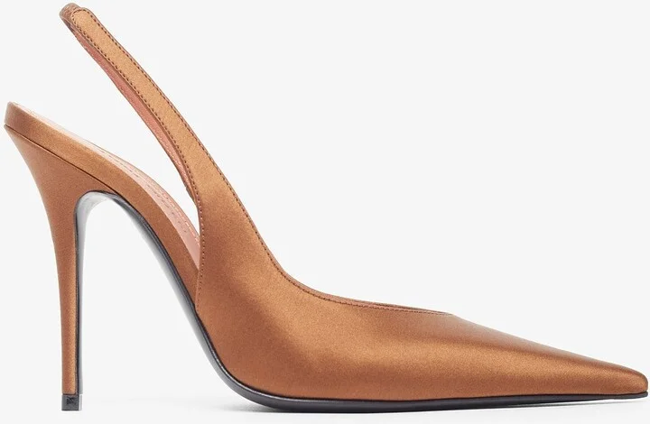 Anok 105 brown satin slingback pumps
