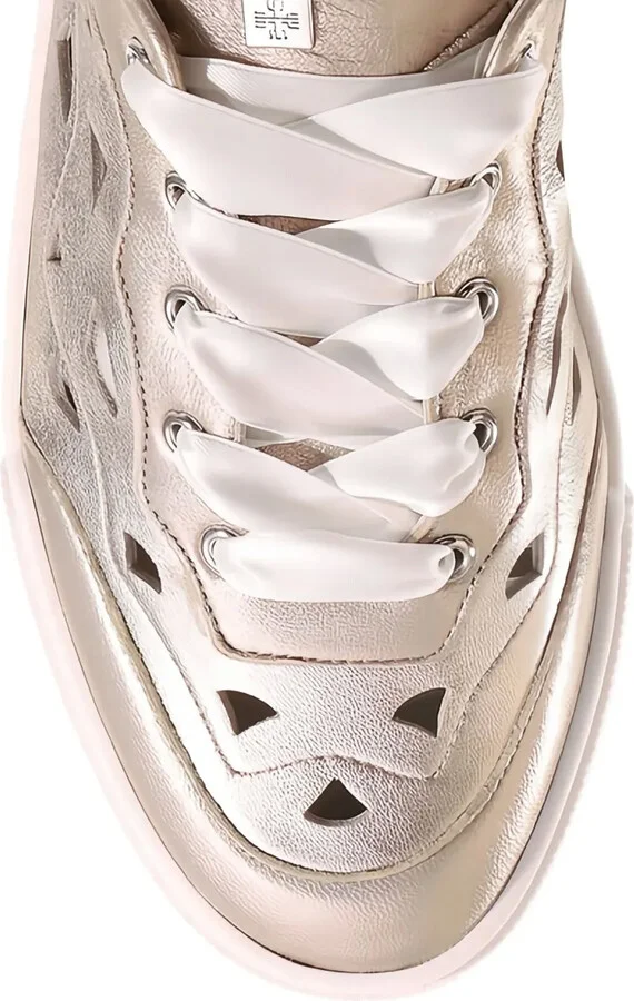 Anouk cut-out metallic lace-up sneakers - Image 5