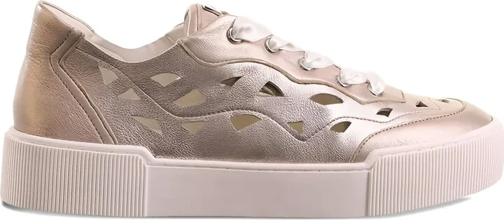 Anouk cut-out metallic lace-up sneakers