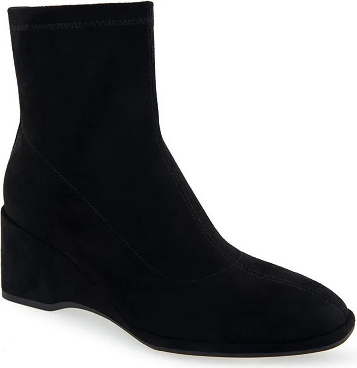 ANOUK Womens Faux Suede Laceless Wedge Boots