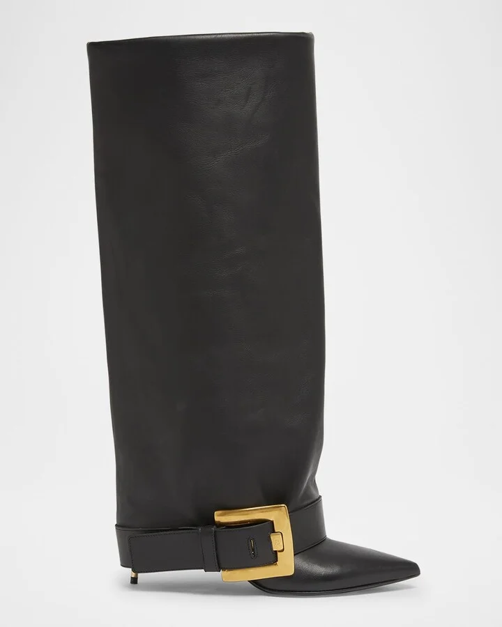 Anthem Leather Buckle Knee-High Boots