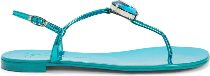 Anthonia metallic-effect flat sandals