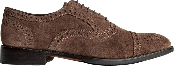 Anthony Veer Ford Quarter Brogue Oxford Men's Shoes Honey Brown : 7.5 D - Medium, Suede - Image 4