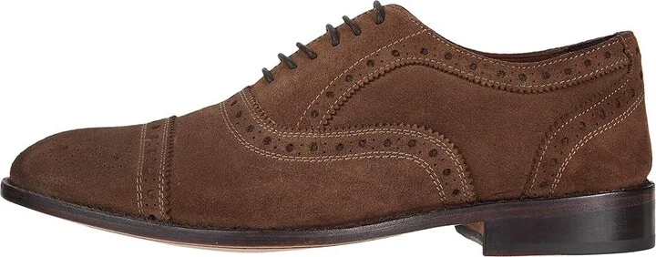 Anthony Veer Ford Quarter Brogue Oxford Men's Shoes Honey Brown : 7.5 D - Medium, Suede - Image 6