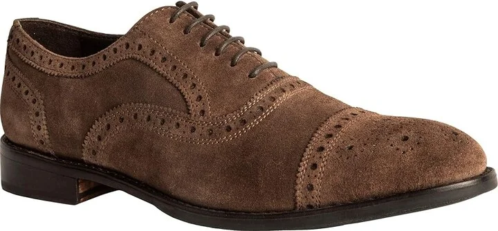 Anthony Veer Ford Quarter Brogue Oxford Men's Shoes Honey Brown : 7.5 D - Medium, Suede