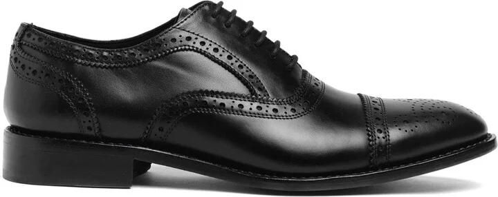 Anthony Veer Men's Ford Quarter Brogue Oxford Leather Sole Lace-Up Dress Shoe - Image 2