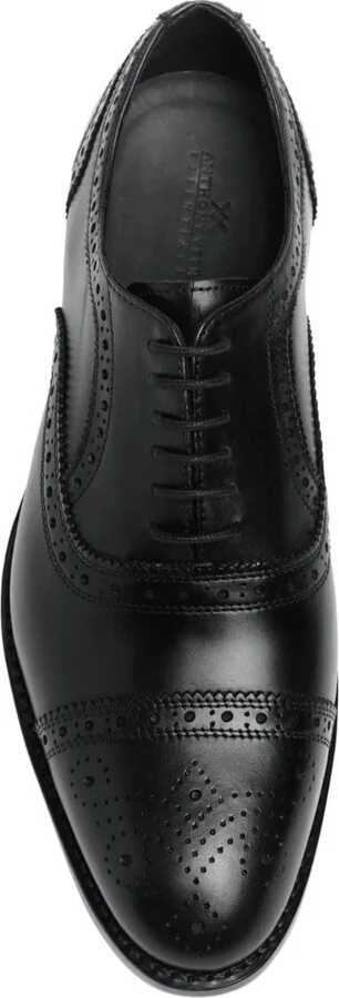 Anthony Veer Men's Ford Quarter Brogue Oxford Leather Sole Lace-Up Dress Shoe - Image 4