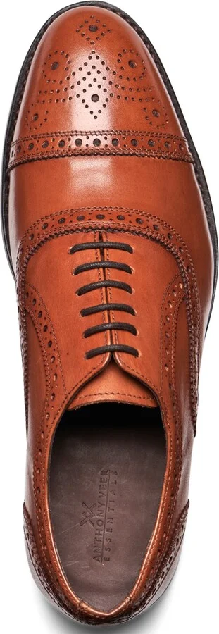 Anthony Veer Men's Ford Quarter Brogue Oxford Rubber Sole Lace-Up Dress Shoe - Image 4