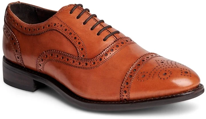 Anthony Veer Men's Ford Quarter Brogue Oxford Rubber Sole Lace-Up Dress Shoe