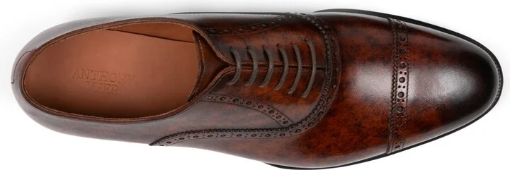 Anthony Veer Men's Windsor Broque Cap Toe Leather Oxford Dress Shoes - Image 3