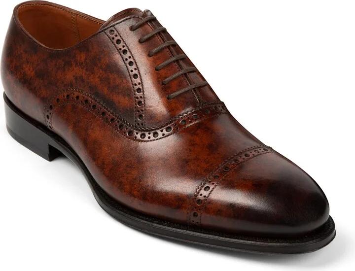Anthony Veer Men's Windsor Broque Cap Toe Leather Oxford Dress Shoes