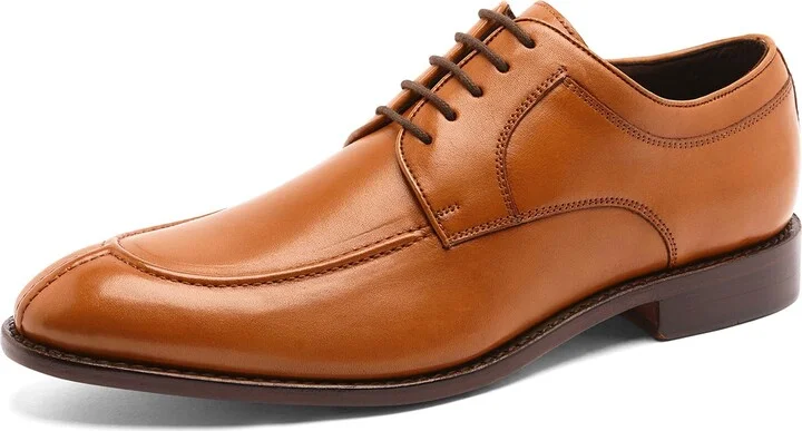 Anthony Veer Wallace Split-Toe Dress Shoes for Men | Lace-up | Goodyear Welt Construction | Cushioned Footbed & Recraftable Leather Sole with Stacked Heel Tan