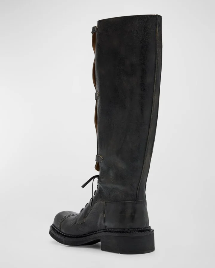 Antic Buckle Distressed Leather Knee-High Boots - Image 2