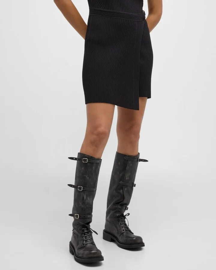 Antic Buckle Distressed Leather Knee-High Boots - Image 5