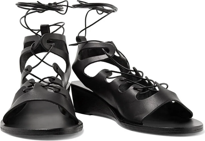 Antigone lace-up leather wedge sandals - Image 2
