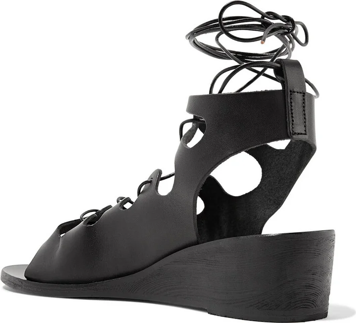 Antigone lace-up leather wedge sandals - Image 3