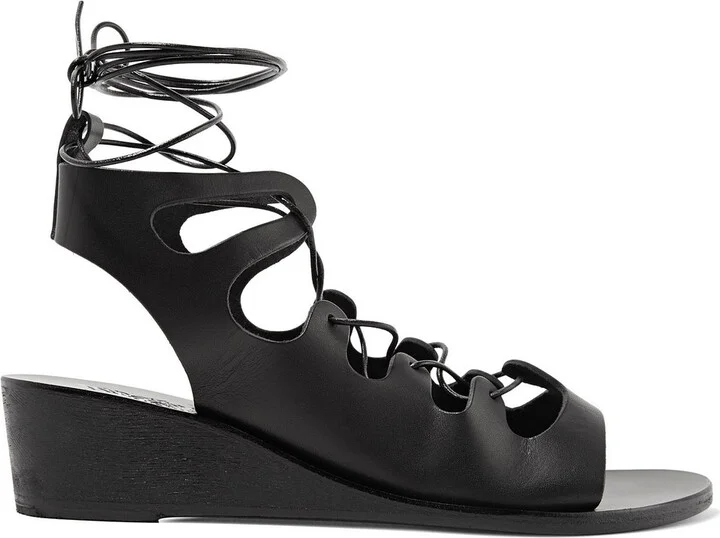 Antigone lace-up leather wedge sandals