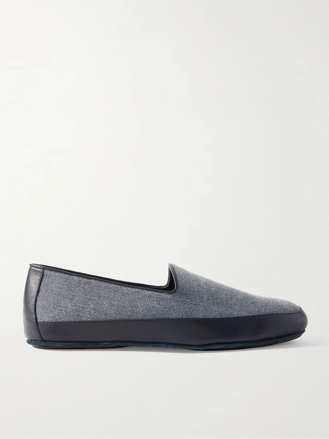 Antinous Leather-Trimmed Denim Loafers