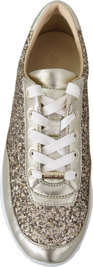 Antique Gold Glitter Leather Women's Sneakers - Image 4