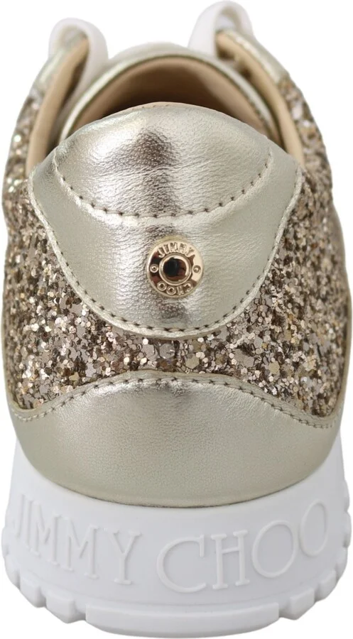Antique Gold Glitter Leather Women's Sneakers - Image 5
