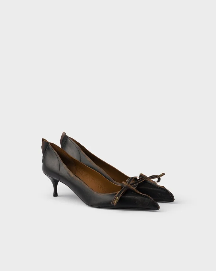 Antiqued leather pumps
