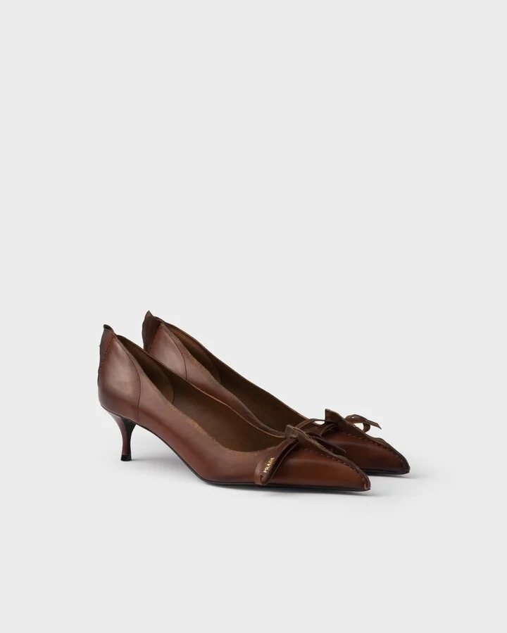 Antiqued leather pumps