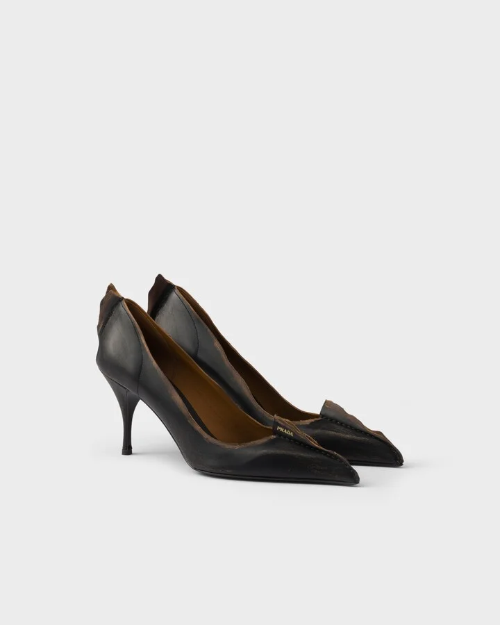 Antiqued leather pumps