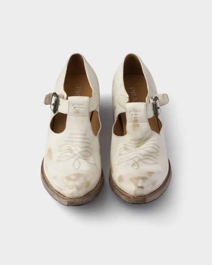 Antiqued leather shoes with buckle - Image 4