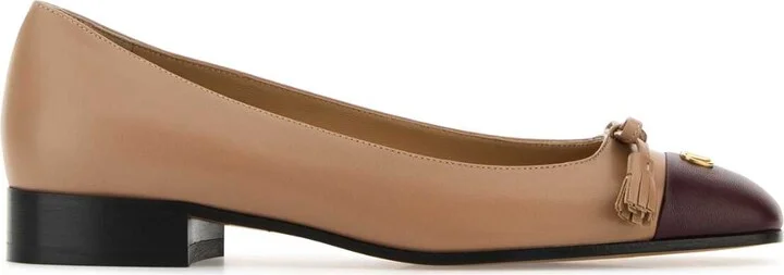 Antiqued Pink Leather Vlogo Signature Ballerinas