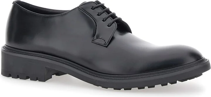 'antoine' Black Lace-ups Shoes With Round Toe And Chunky Sole In Leather Man - Image 2
